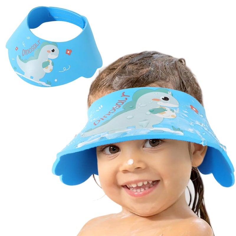 LADES Baby Shower Caps Shield - Adjustable Kids Bath Visor Hat Shampoo Washing Hair Protection Soft Cartoon for Toddler (Blue) - Image 1